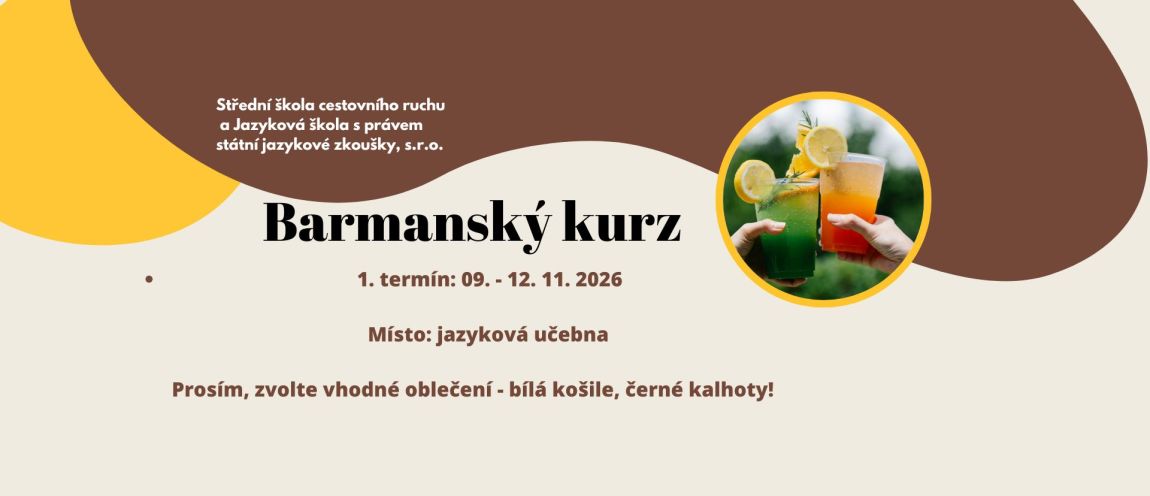 Barmanský kurz 1. termín od 9. - 12. 11. 2026